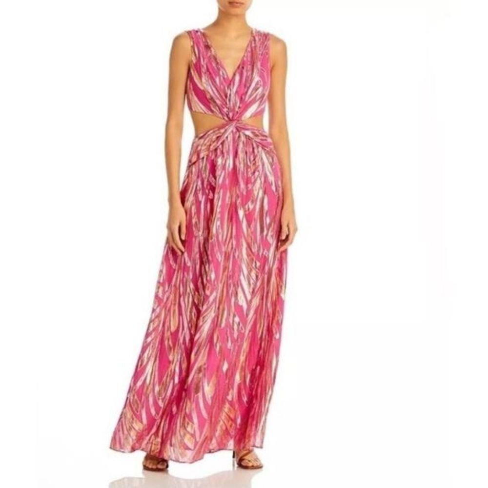 Ramy Brook Oliver cut out metallic silk blend gown dress NWT Sz 8